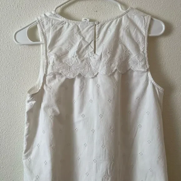 Gap Women's Scalloped-Yoke Eylet Dress Size SP White - Picture 9 of 11